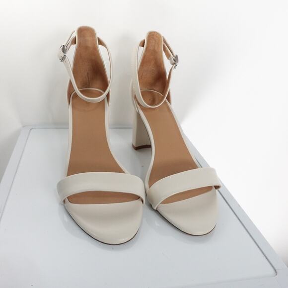 New Quince Womens Italian Leather Shoes Block Heels Bone Cream Shoes Size 8 - Picture 1 of 6